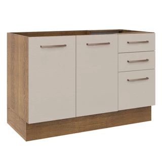 Balcão Gabinete de Pia Cozinha 2 Portas e 3 Gavetas Rustic/Crema Agata Madesa em Oferta na Shopee