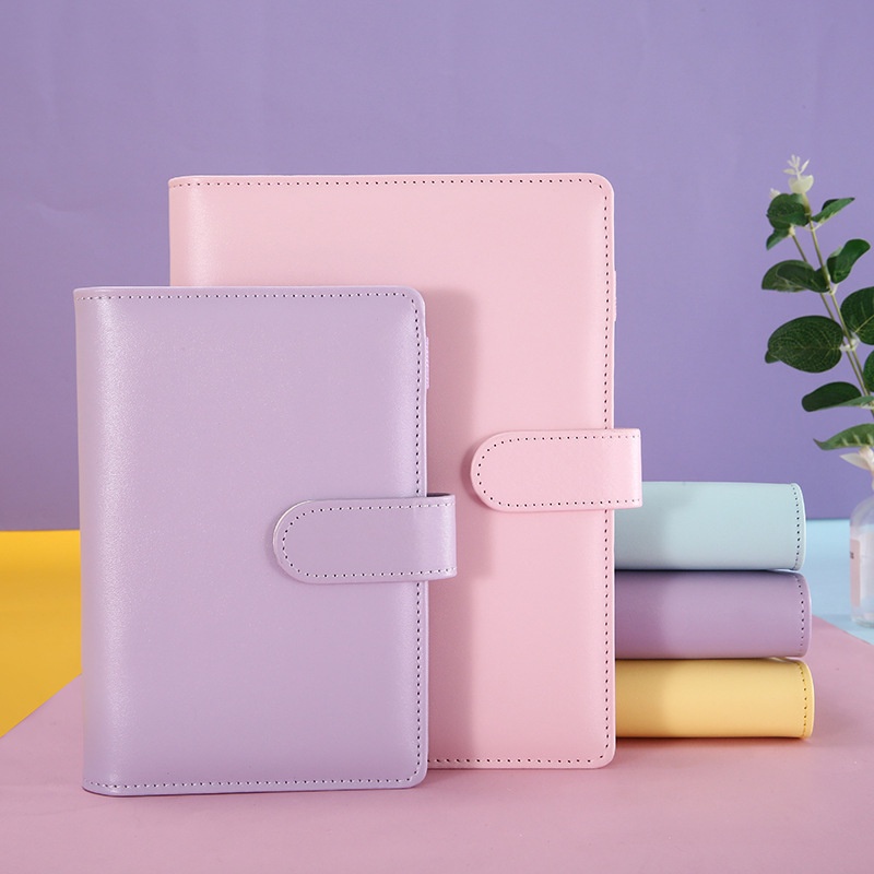 A5 / A6 Capa De Couro Espiral Com Cor Macaron Para Notebook / Organizador De Escritório / Papelaria / Fichário Notepad
