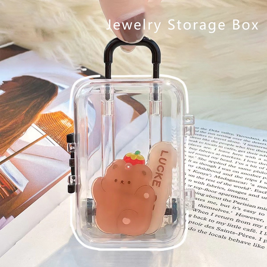 1PC Caixa Plástica Transparente Mini Mala Para Jóias Presentes Femininos