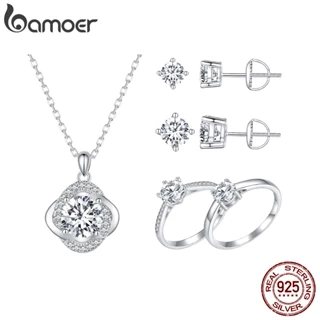 Bamoer 925 Prata Incolor Sem Inclusões Corte Premium Brilhante Moissanite Conjunto Moda Jóias Presente Para Mulher em Oferta na Shopee