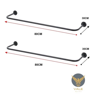 kit com 2 Araras de Parede - Preta 80cm