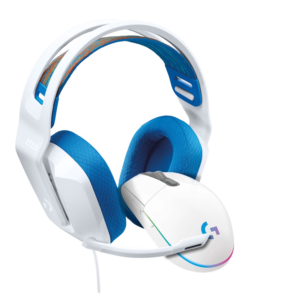 Headset Gamer G335 e Mouse Gamer G203 Logitech Branco Shopee Brasil