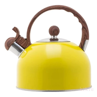kikiu 2 5 L Chaleira Aço Inoxidável Amarela Whistling Com Ergonômico Kitchenwa