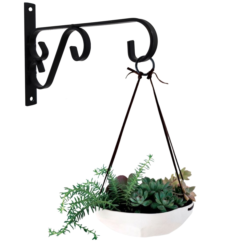 Kit C/ 01 Suporte Rústico Reforçado Gancho Mão Francesa Jardim Pendurar Plantas Flores Samambaia Macramê Xaxim Vasos 20cm