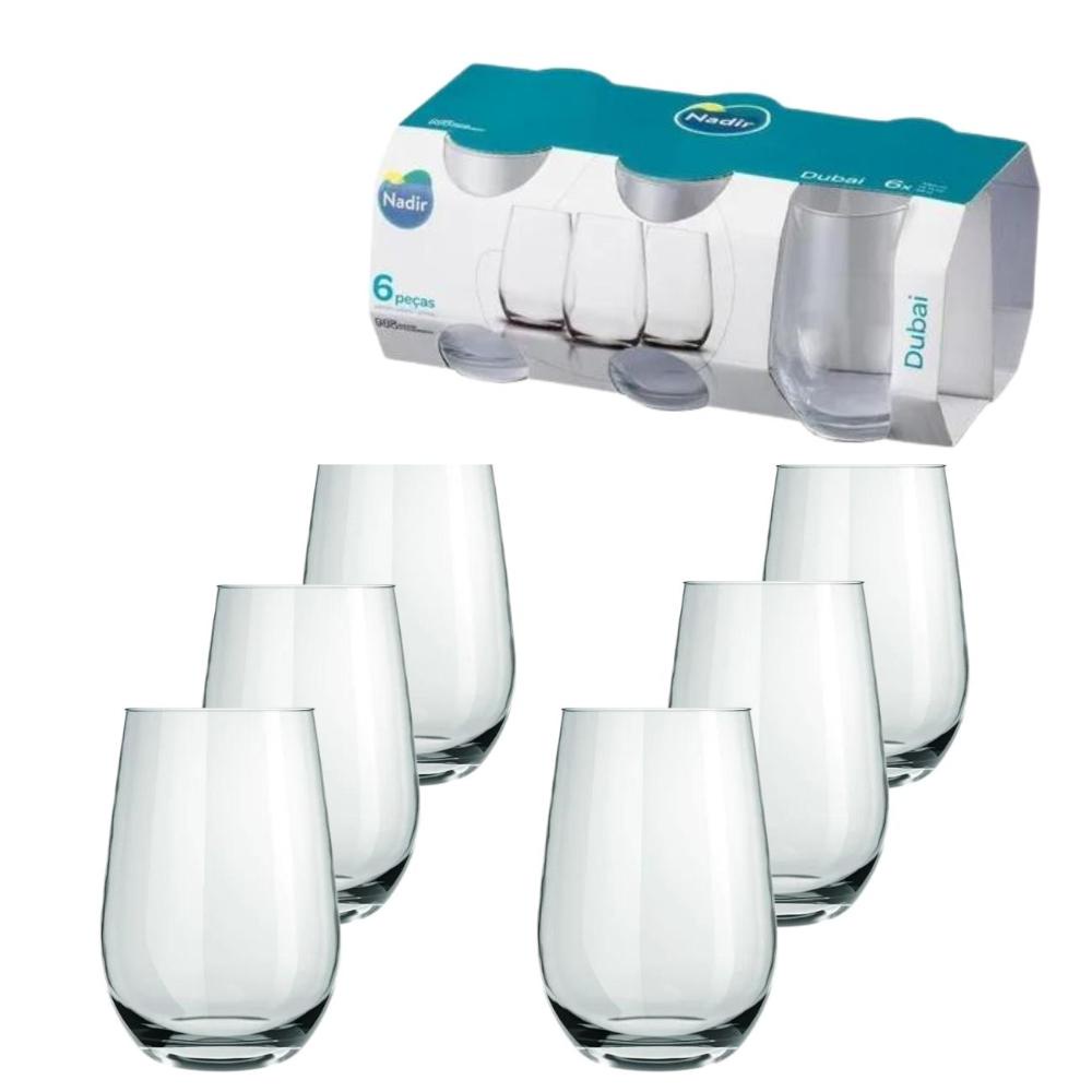 Jogo Copos Agua Suco Vinho Cerveja Vidro Nadir460 ml - Kit 6 | Shopee ...
