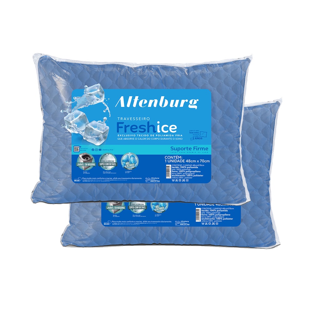 Kit 2 Travesseiros Gelado Altenburg Fresh Ice Suporte Firme 50x70cm