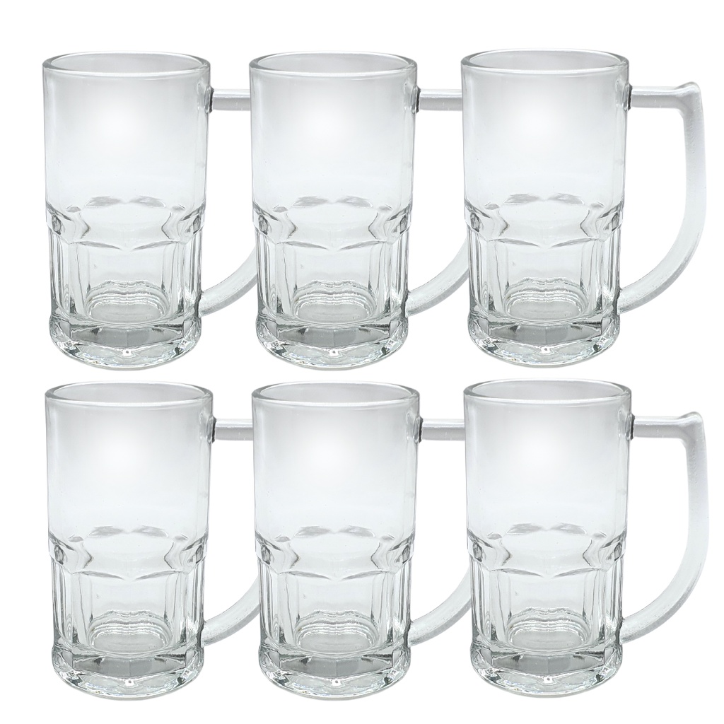 Kit 6 Caneca De Vidro Chopp Cerveja Copos Resistente Transparente Bar Restaurante Kassel 300ml