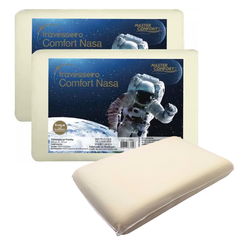 Kit 2 Travesseiros Viscoelástico Comfort Nasa Sono 50x70cm