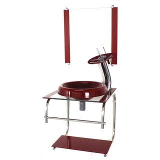 GABINETE DE VIDRO 40CM INOX COM CUBA CHAPEU VERMELHO CEREJA