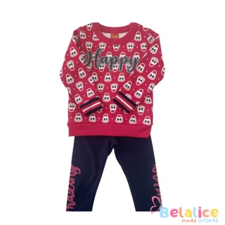 Conjunto infantil de inverno feminino de moletom estampado KYLY