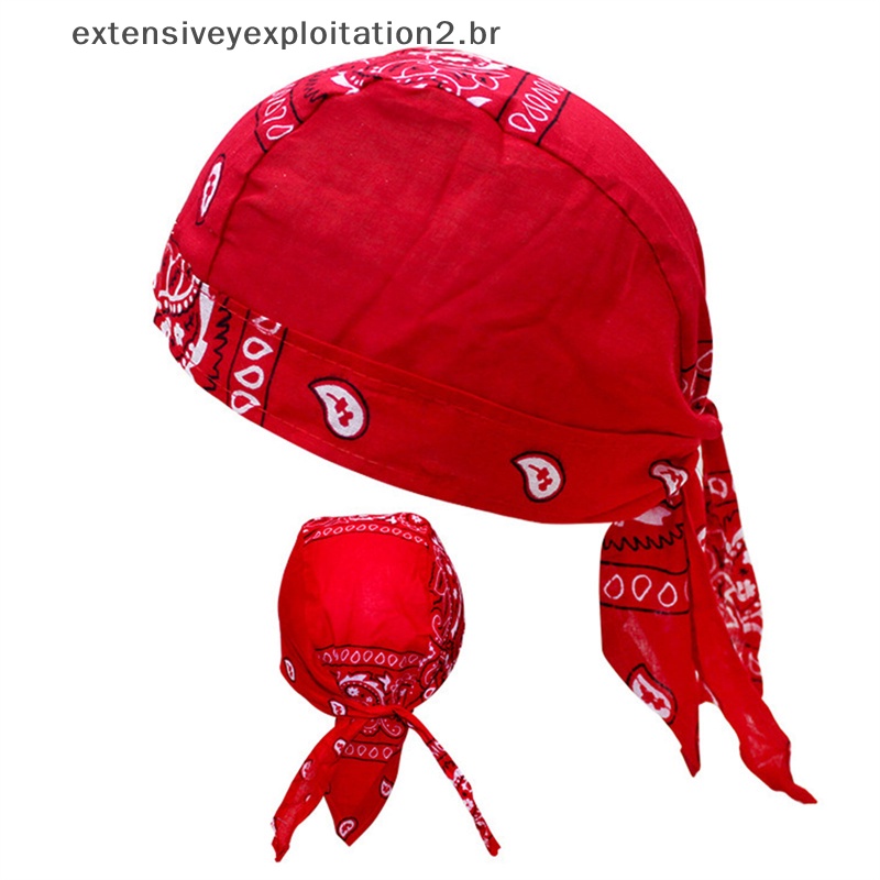 Moda Mulher Homem Bandana Chapéu Algodão Unisexo Durag Impressão Boné Fashion Pirate Head Scarf .