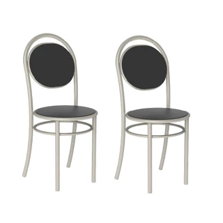 Conjunto 2 Cadeiras 190 Tubo Prata Napa Preto Carraro