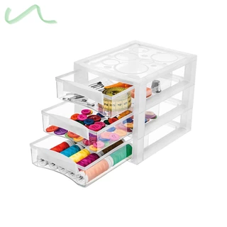 Mini Gaveteiro Pequeno Para Organizar Com 3 Gavetas Cristal