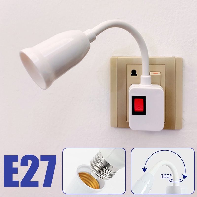 Suporte De Lâmpada In-line De 23cm E27 Soquete/Tomada Doméstica Com Interruptor Dois Plugues
