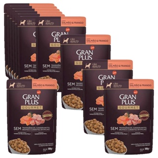 Sachê Gran Plus para Cães Adultos sabor salmão e frango combo com 12 unidades
