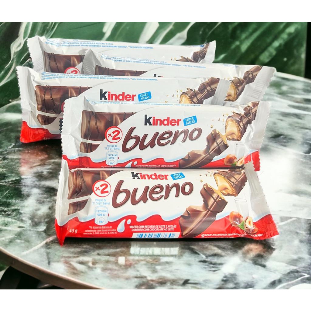 Kit 5 Kinder Bueno Chocolate ao Leite Wafer 1 Pacote com 2 Unidades 43g ...