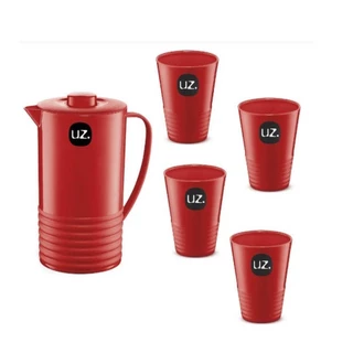 Kit Cozinha Jarra com 4 Copos UZ216-VM UZ Plástico Vermelho