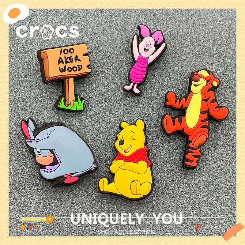 Novos Croc jibbitz Hole Sapato Fivela Decoração Slipper Winnie the Pooh Série Flor De Disney Charmes