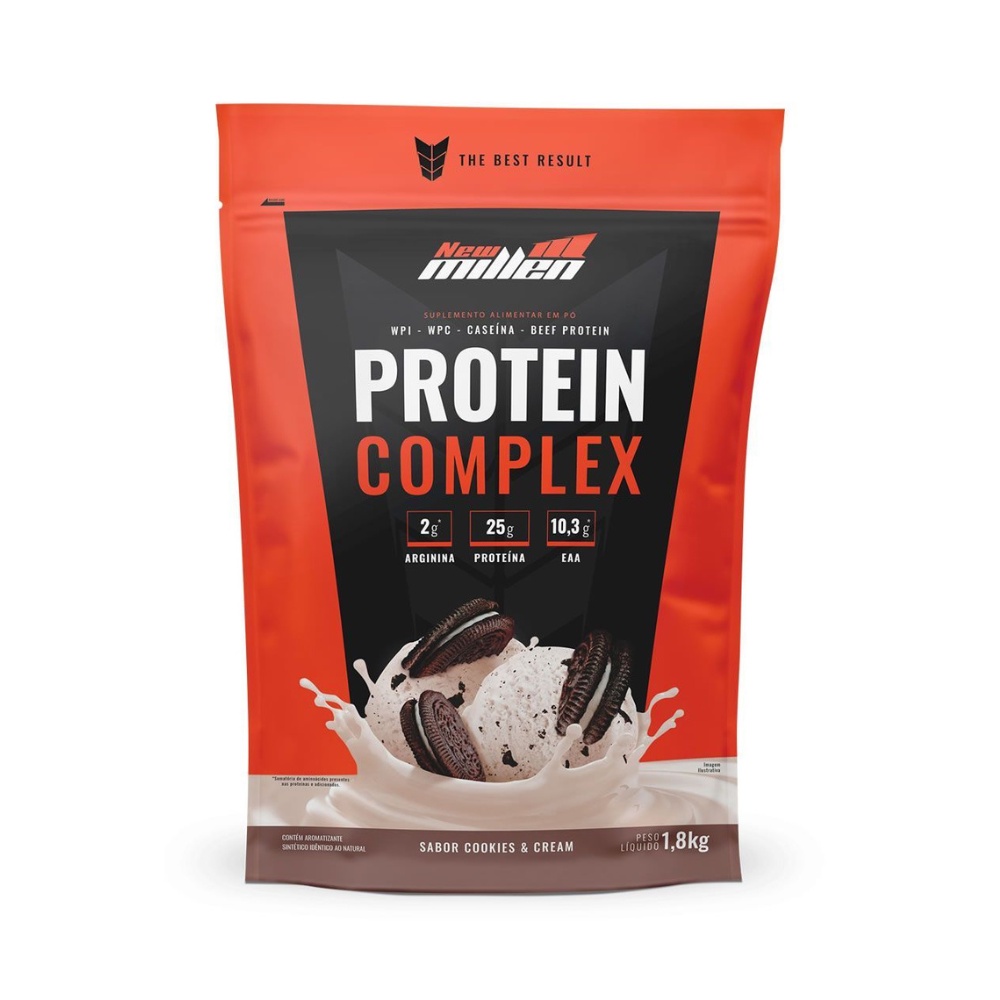 Protein Complex 1,8kg New Millen Sabor Cookies’n Cream Blend de Proteínas Whey