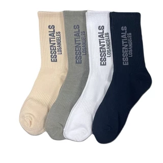1 Par Essentials Meias Da Moda hip-hop Européias E Americanas , Personalizadas De Carta Masculina Feminina , Skates Esportivos Casuais De Algodão
