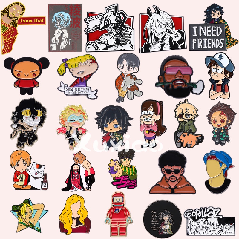 32 Estilos De anime , Pinos De Esmalte Ao Redor , Lembranças , Crachás De Mochila , Presentes Para O Dia Das Crianças