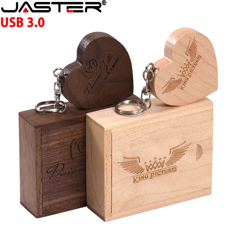 JASTER USB 3.0 flash drive Guitar Pen drive Wooden box Memory stick Free  custom logo Pendrive Creative Wedding gifts 32GB 64GB