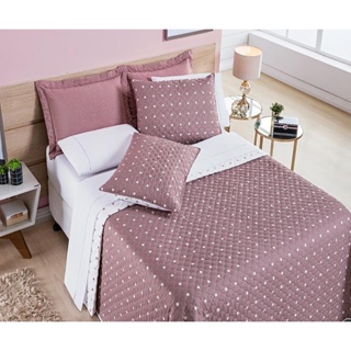 Colcha Cobre Leito Solteiro Petit Poa Micropercal 200 Fios 2pc Matelado Bolinha
