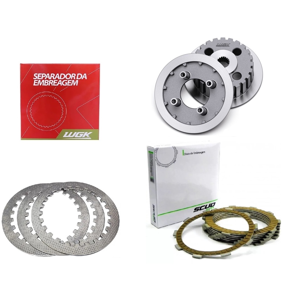 Kit Cubo Platô Separadores Wgk + Discos Embreagem Scud Cbx 250 Twister Xr 250 Tornado Ano 2001 Até 2008