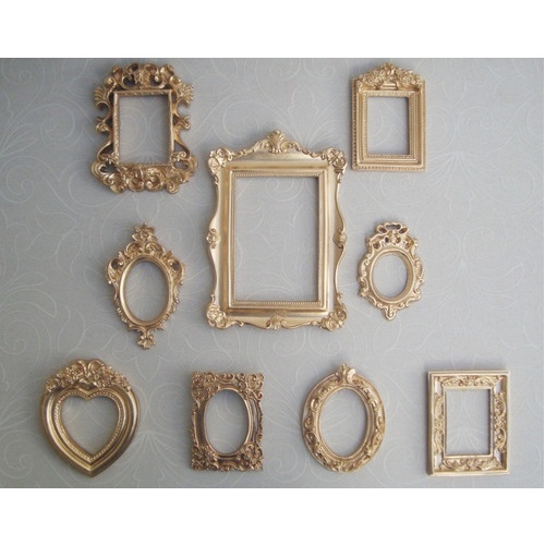 Enfeite Quarto Sala D223 Moderno Kit Molduras 10 Peças Parede Vintage Provencal - Sem Espelho