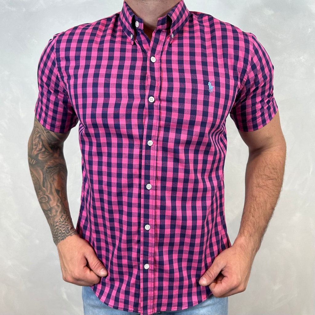 Camisa Masculina 100% Algodão Xadrez