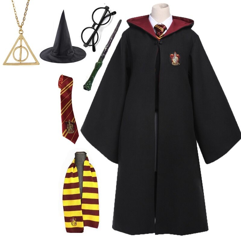 7 PCS Gry Magic School Robe Role Play Conjunto De Capas