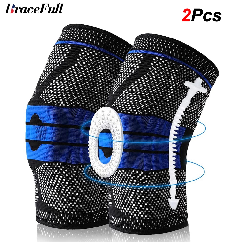 2Pcs/Pair Knee Brace Compression Sleeve for Pain , Estabilizador De Joelheira Com Gel De Silicone E Suporte De Mola , Protetor De Joelho Para Menisco De Corrida De Lágrimas Homens Mulheres