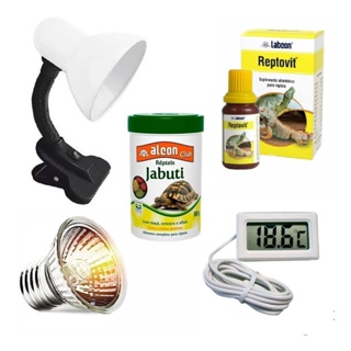 Combo Jabuti Lâmpada Uva Uvb 50w 220v Ração Termômetro Digit