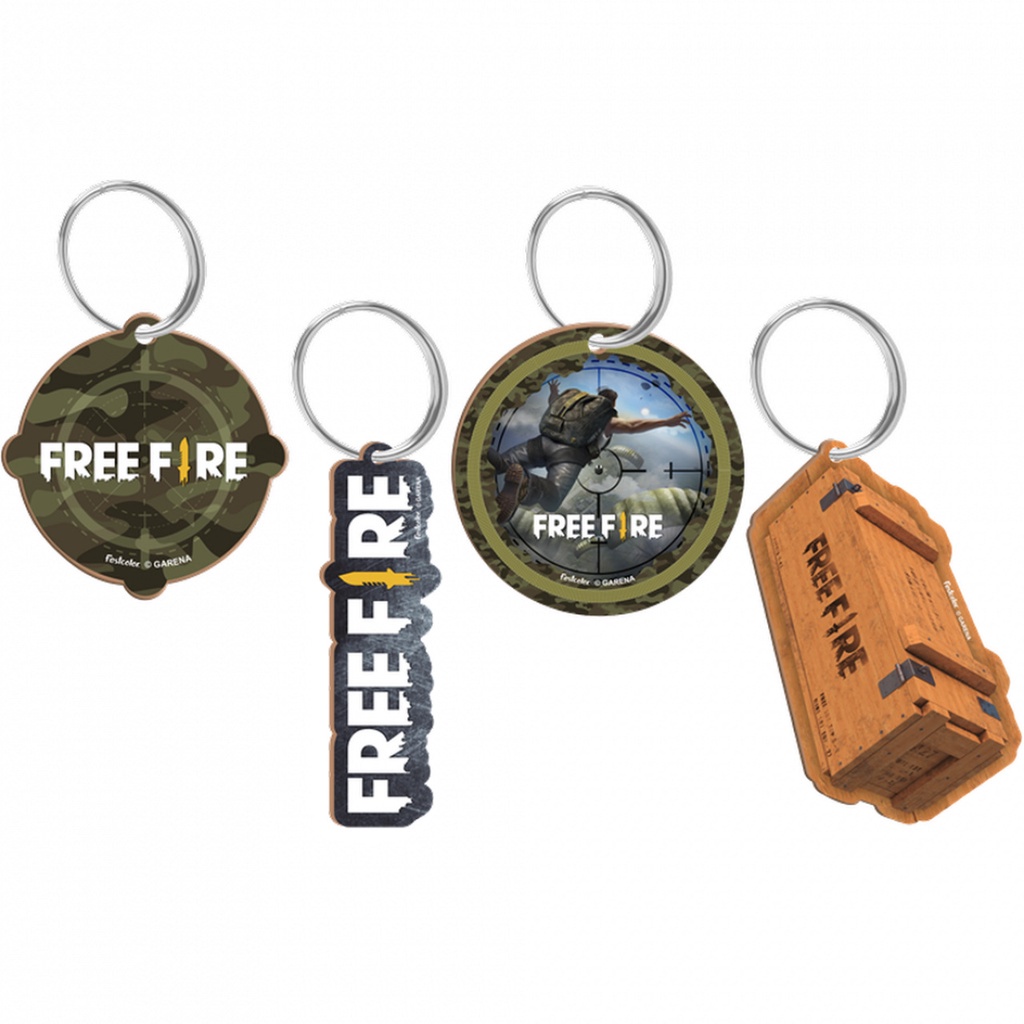 Chaveiro MDF Personalizado do Free Fire Com Argola - 4 Unidades ...