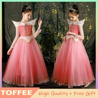 Meninas Dormir Princesa Vestido Aurora Princesa Cosplay Carnaval Pink Party  Dresses Crianças Roupas