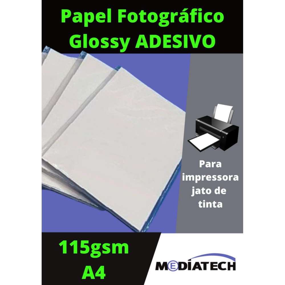 Papel Foto Glossy A4 adesivo 20fls 115gsm | Shopee Brasil