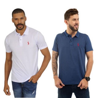 Kit 4 Camisas Polo John Pull Algodão Lisa Casual Moderna