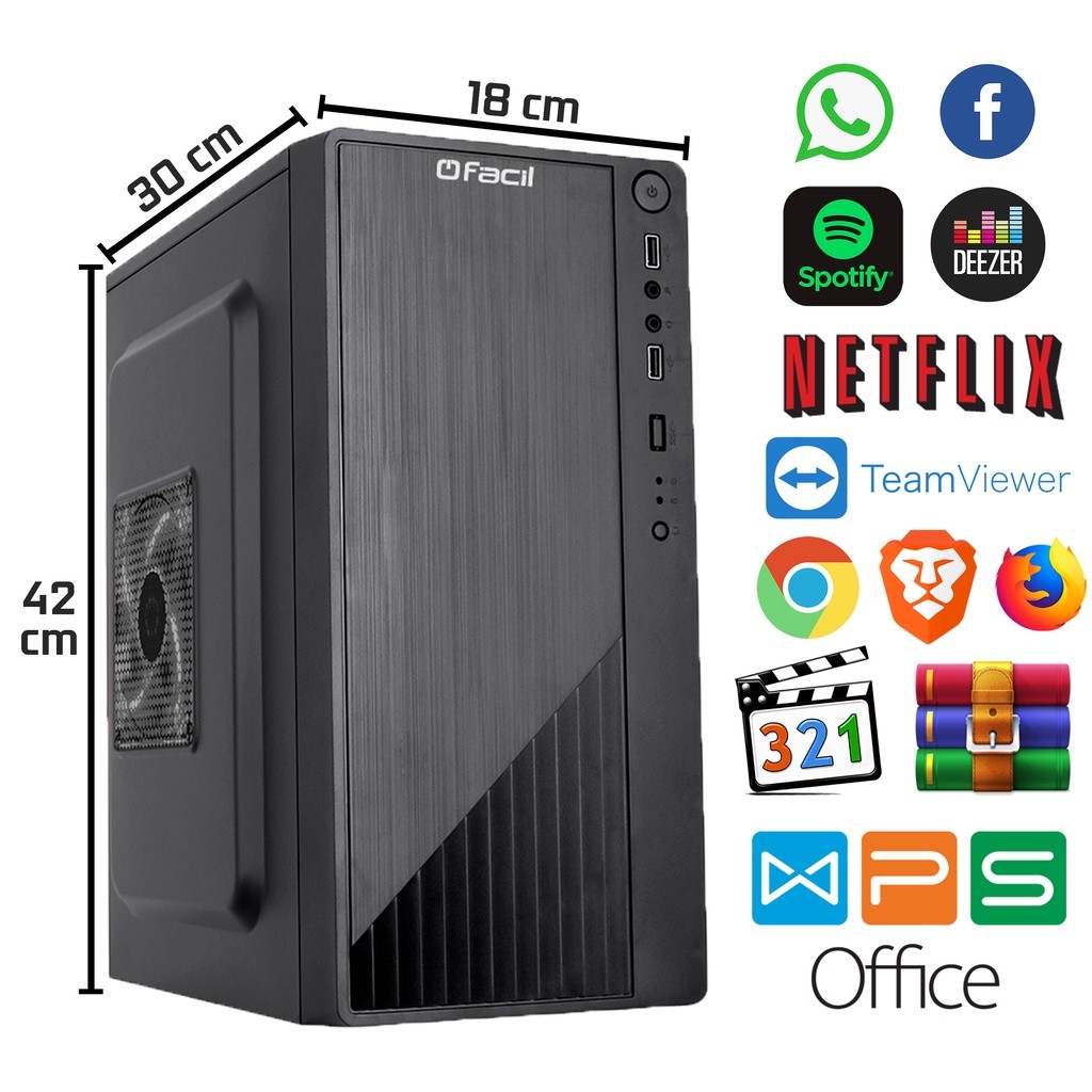 Computador Fácil by Asus Intel Core i5 10400f (Décima Geração) 8GB DDR4 3000MHz Geforce Nvidia 1GB SSD 120GB