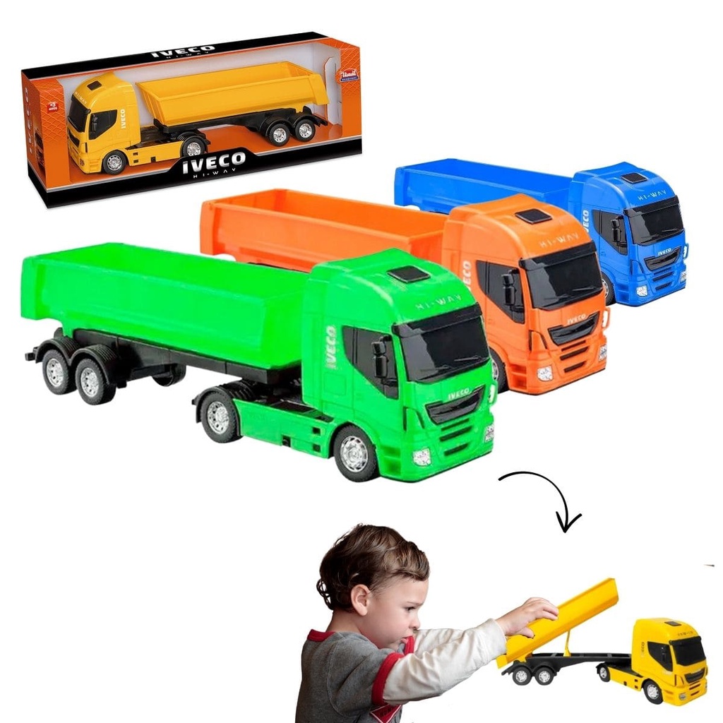 Carreta Brinquedo Miniatura Iveco Hi-way Basculante Caçamba