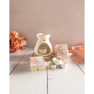 kit rechaud ceramica branco e wax melt