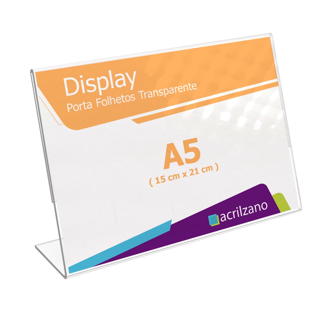 Display Expositor L A5 Horizontal Acrílico 15x21 - 1 Peça