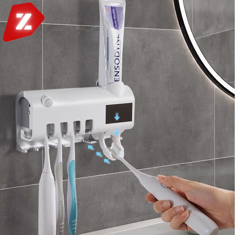 Aplicador Pasta de Dente Dispenser Porta Escovas Com Esterilizador UV Automático
