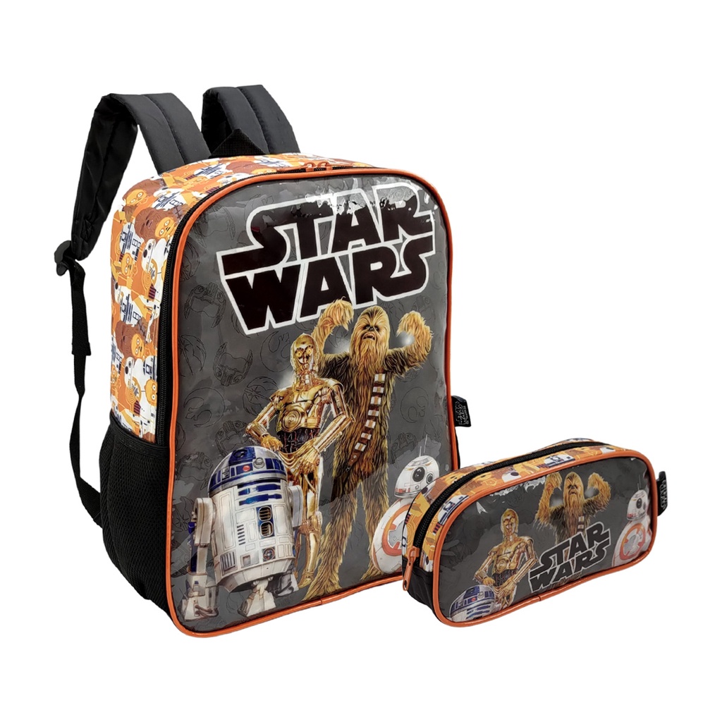 MOCHILA COSTAS ESCOLAR INFANTIL JUVENIL COM ESTOJO STAR WARS | Shopee ...