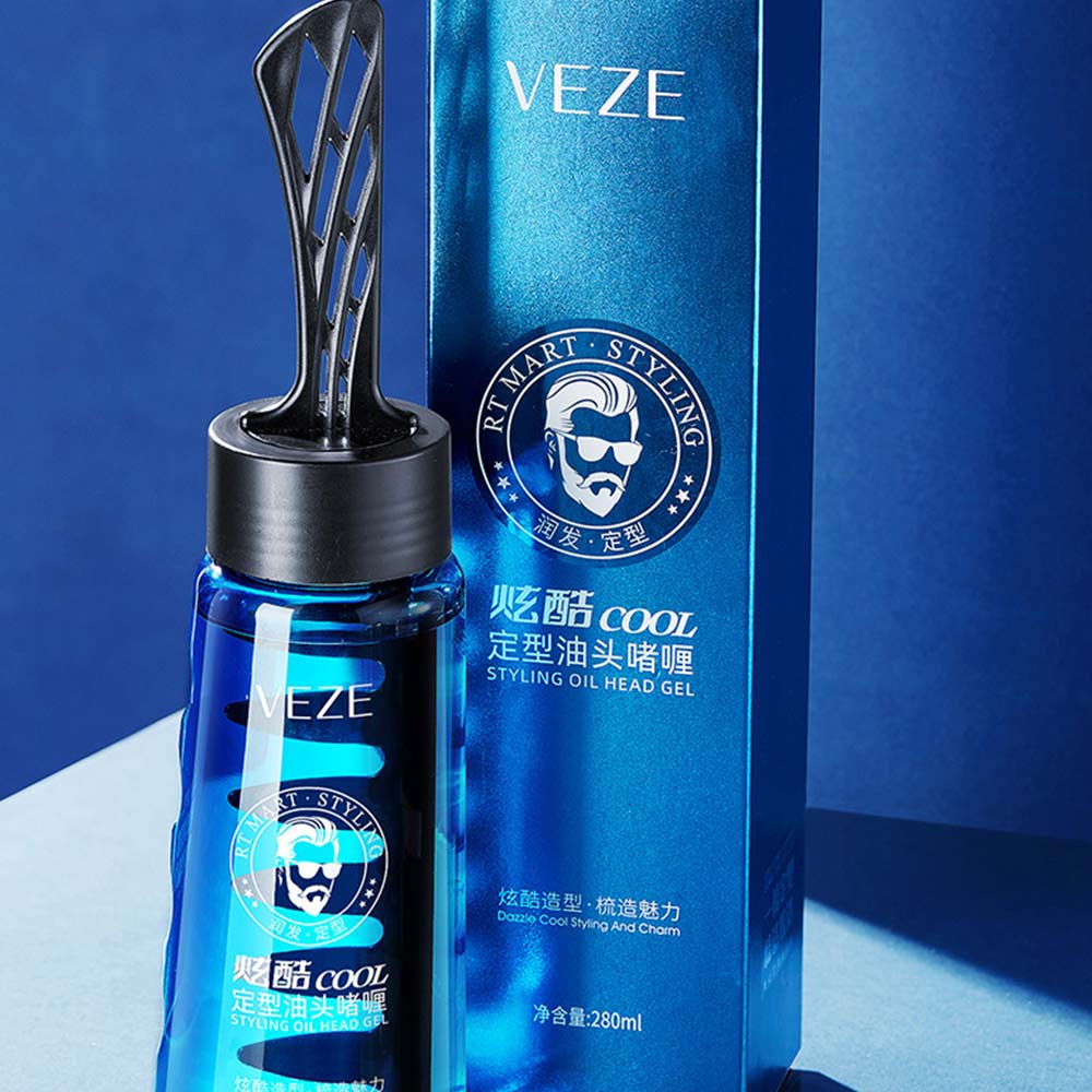 Hair Styling Gel, 2In1 Hair Wax Gel with Comb Longlasting Fluffy Men
