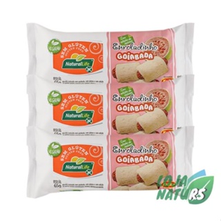 KIT 3 Unidades Enroladinho sabor Goiabada Sem Glúten Sem Açúcar Vegano 65g - Natural Life