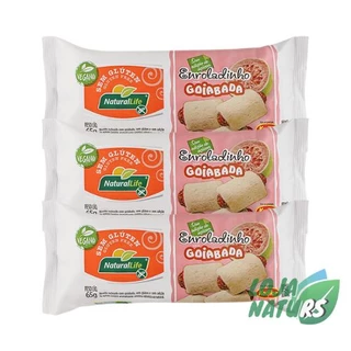 KIT 3 Unidades Enroladinho sabor Goiabada Sem Glúten Sem Açúcar Vegano 65g - Natural Life