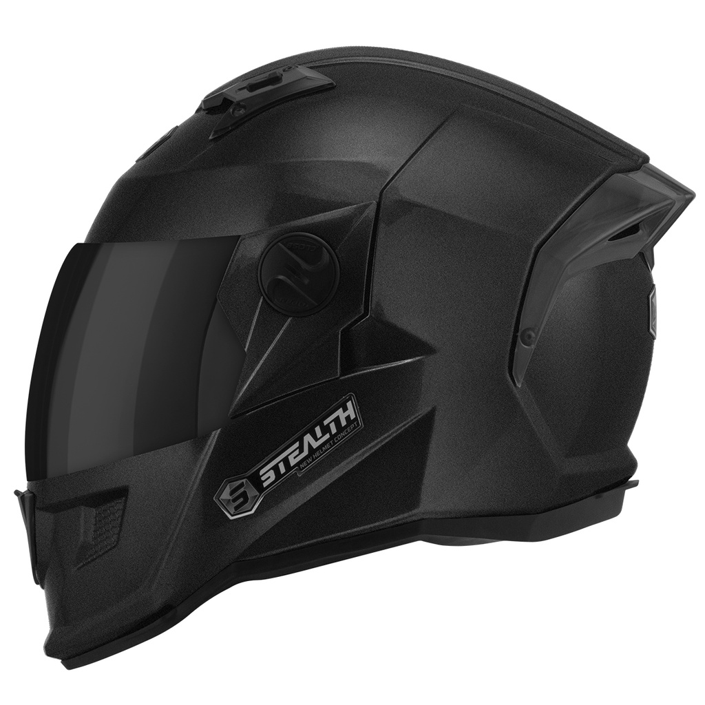 Capacete Moto Fechado Esportivo Stealth Solid Brilhante Viseira Fumê Masculino Feminino TAM 56 58 60 62