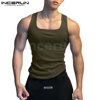 INCERUN Tanque Masculino De Fitness Simples Sólido Sem Mangas