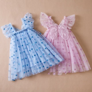 Little Toddler Baby Girl Lace Mesh Fluffy Short Sleeve Dress Princess Tulle Tutu Dresses Summer Cute Casual Clothes