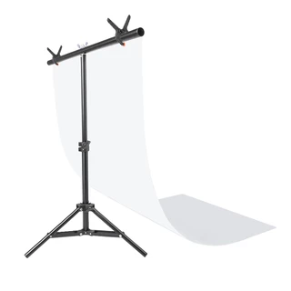 Kit de Fundo Infinito Fotográfico com Plástico PVC + Suporte em T 70cm para Produção Fotos e Vídeos de Produtos